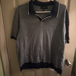 Banana Republic Knit Navy and White Polo Shirt